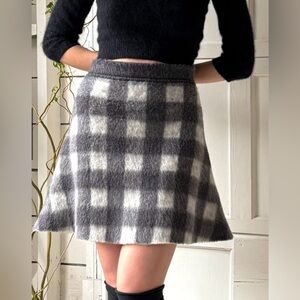 Balenciaga Plaid Wool Skirt | Gray and White Women's Skirt New w/ Tags Size 40
